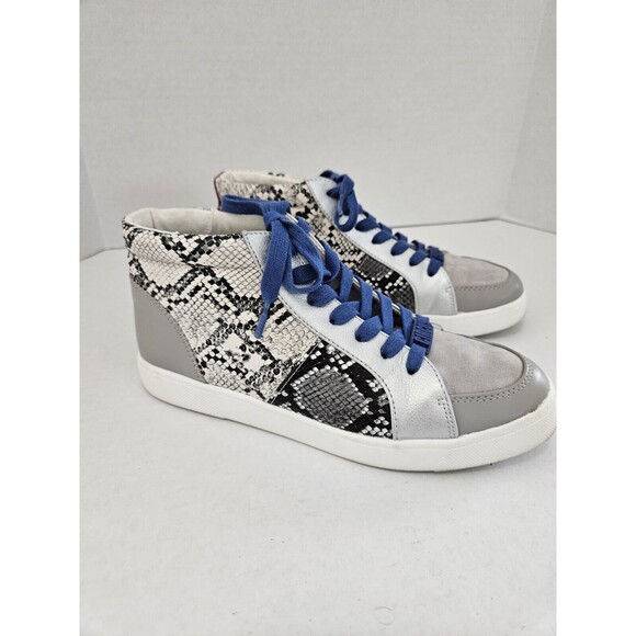 Circus By Sam Edelman Hightop Sneakers Silver Snake Print Size 8 - Picture 1 of 9